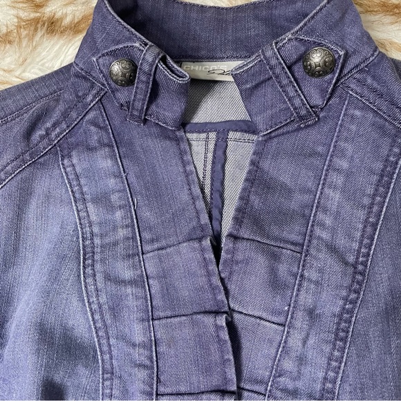 Chicos Platinum ruffle front denim jacket - Picture 6 of 8